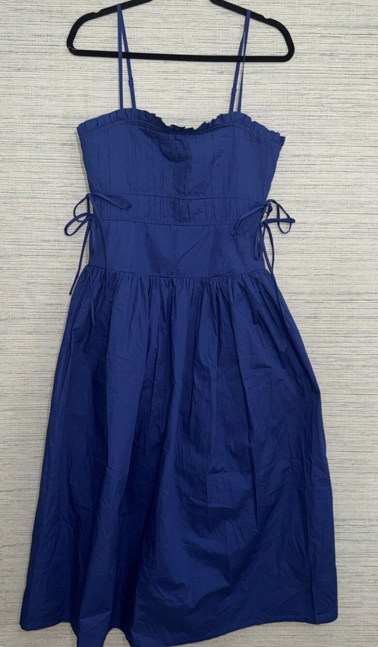 Moon River Royal Blue Midi Dress with Spaghetti Straps